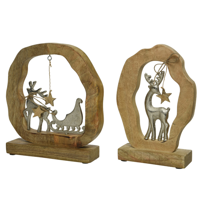 Standdeko - Rentier - aus Holz - ca. 21 x 5 cm - 1 Stück