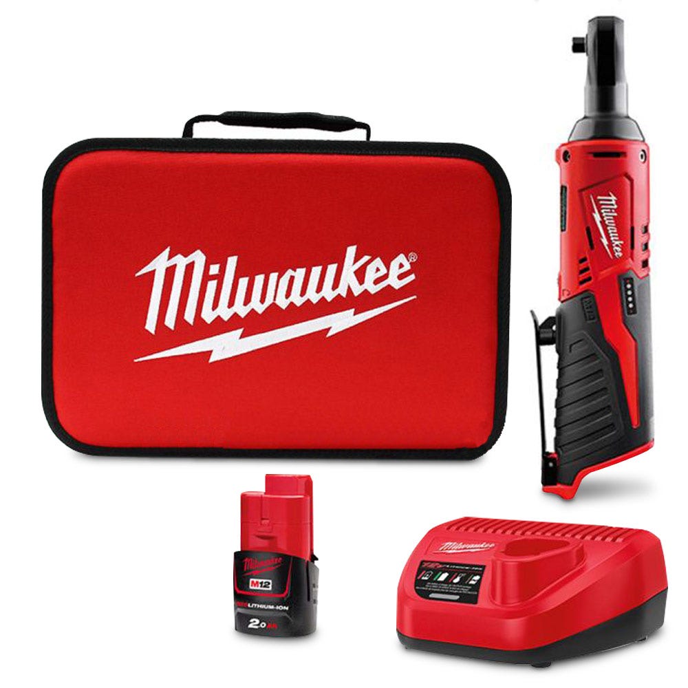 Kit de chave de impacto com catraca Milwaukee 12V 2.0Ah 3/8