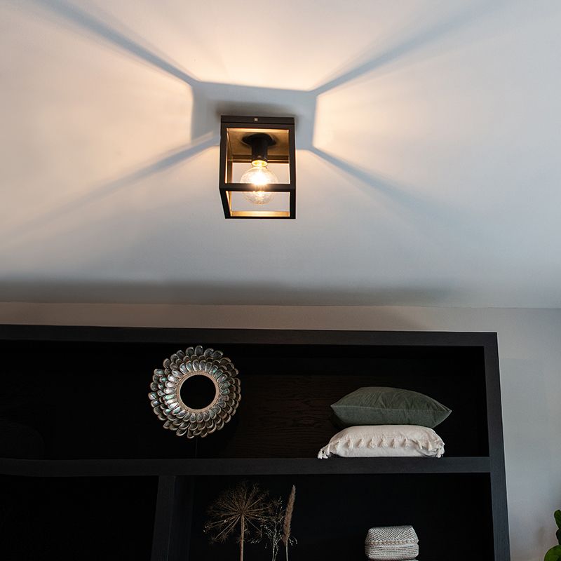 Smart industriële plafondlamp zwart incl. wifi A60 - Cage