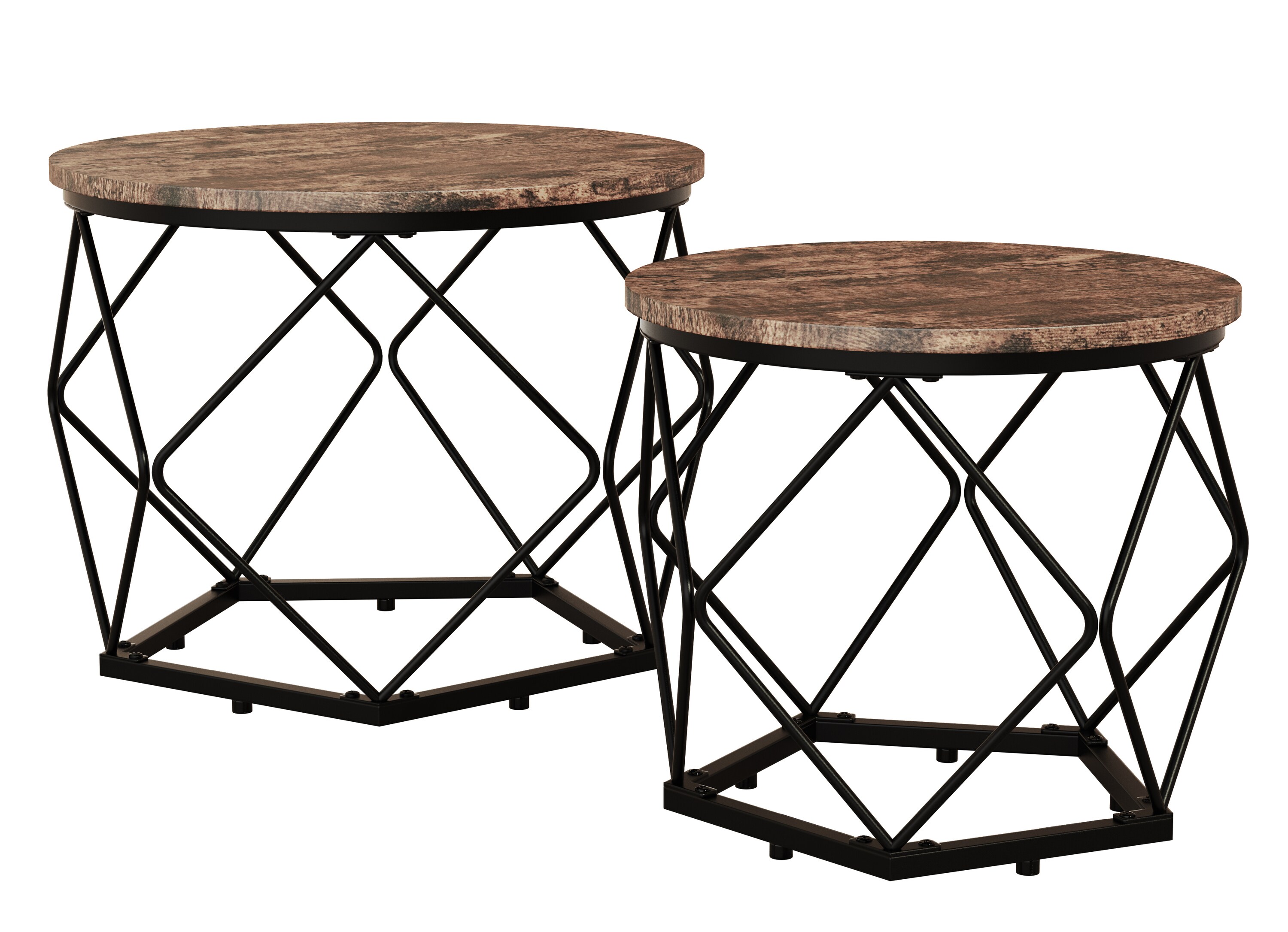 VCM 2er Set Holz Metall Beistelltisch Couchtisch Sofatisch NachttischHelaro M