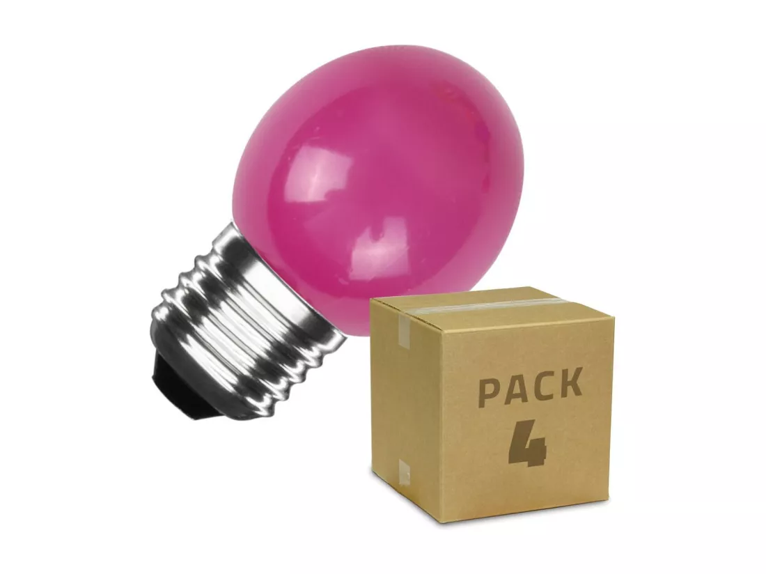 Pack 4 Ampoules LED E27 3W 300 lm G45 Rose Rose