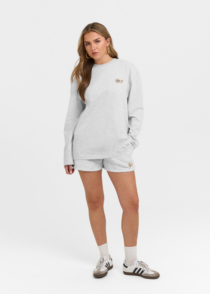 Patch longsleeve t-shirt lichtgrijs