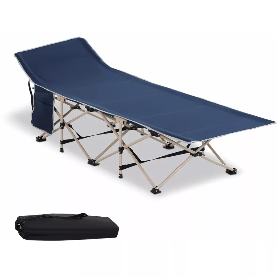 Outsunny Feldbett mit Aufbewahrungstasche blau, beige