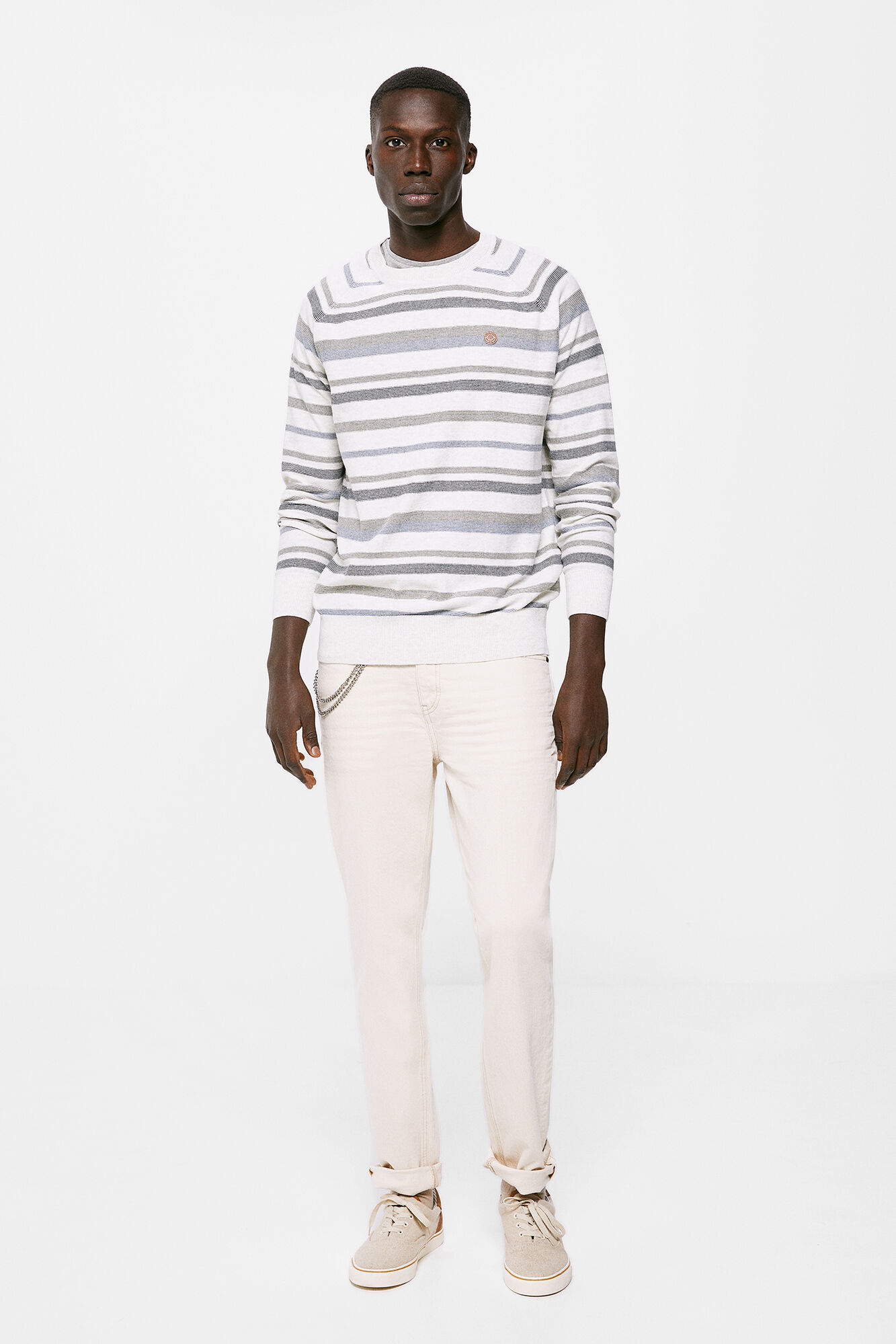 Camisa Microstripe - cinza claro