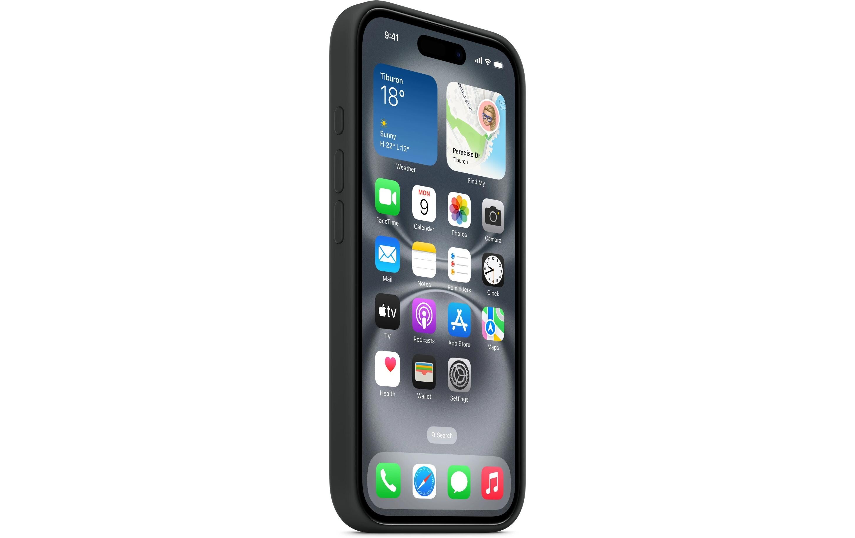 Silicone Case mit MagSafe iPhone 16 SchwarzSilikon-Backcover mit «MagSafe» für das Apple iPhone 16