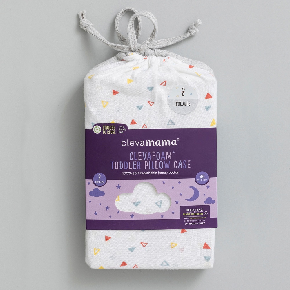 ClevaMama Jersey-Baumwoll-Kissenbezüge für Kleinkinder, 2er-Pack
