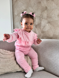 Velvet ruffled set - lichtroze
