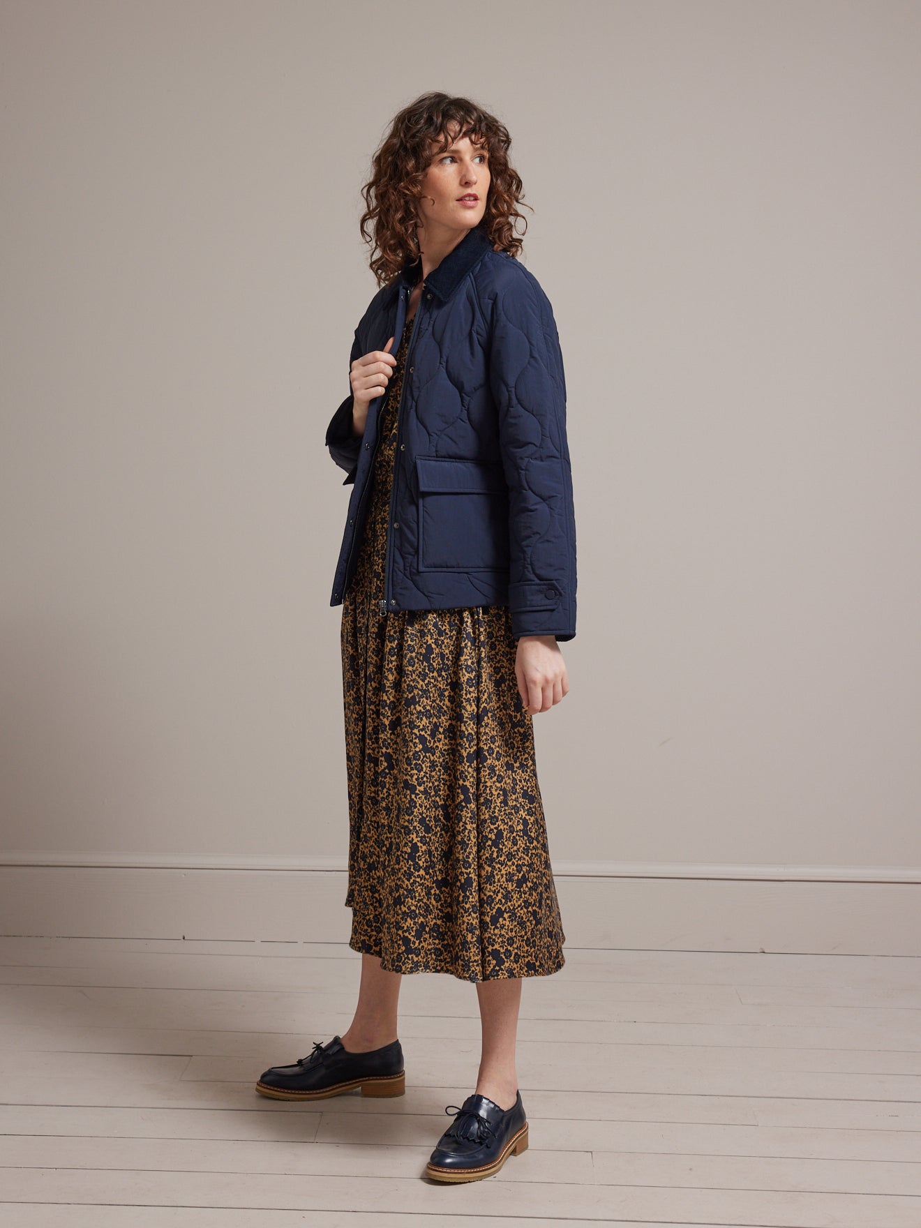 Veste matelassée col velours femme