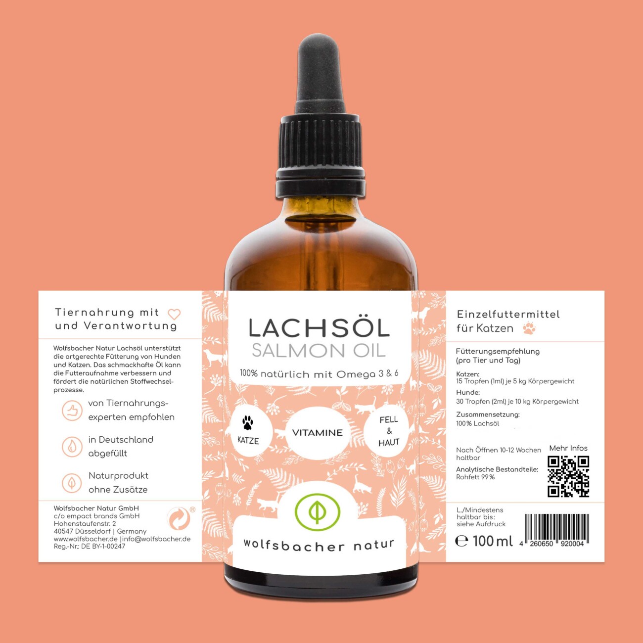 Wolfsbacher Natur Lachsöl Katze 100ml