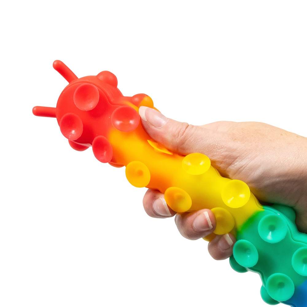 Leuchtender Saug- und Druckknopf-Popper Regenbogenraupe