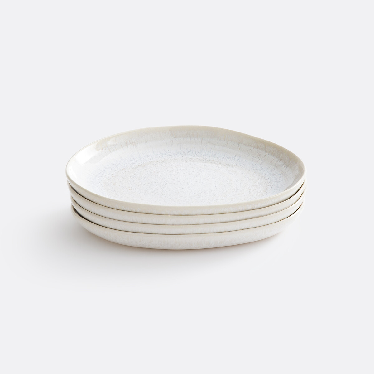 LA REDOUTE INTERIORS<br>Conjunto de 4 pratos de sobremesa em faiança com madrepérola, Marfim