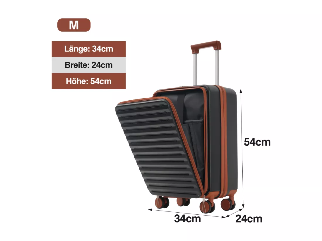 Bagage à main de 3 pièces 20&24&28 pouces– Front-Öffnungs-Design - ABS-Material - Serrure TSA - 360°Rollen-noir
