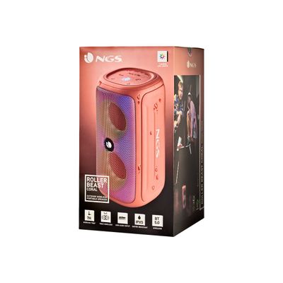 NGS Roller Beast - Mini enceinte sans fil - Bluetooth - 32 Watt - Corail