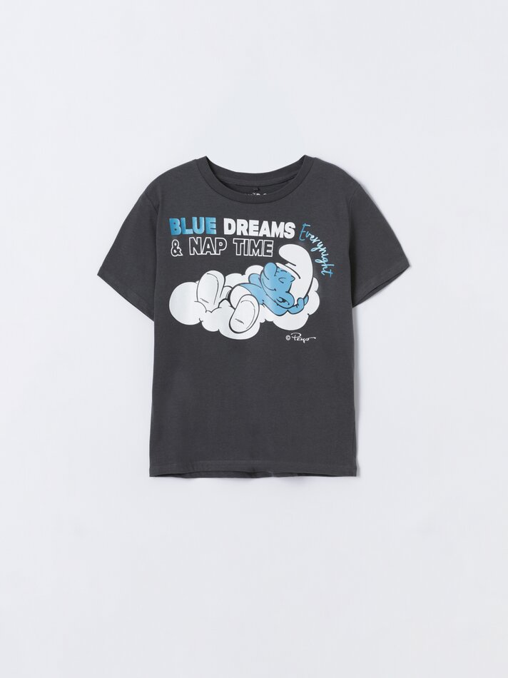 Conjunto de pijama curto estampado dos Smurfs IMPS - Cinza antracite