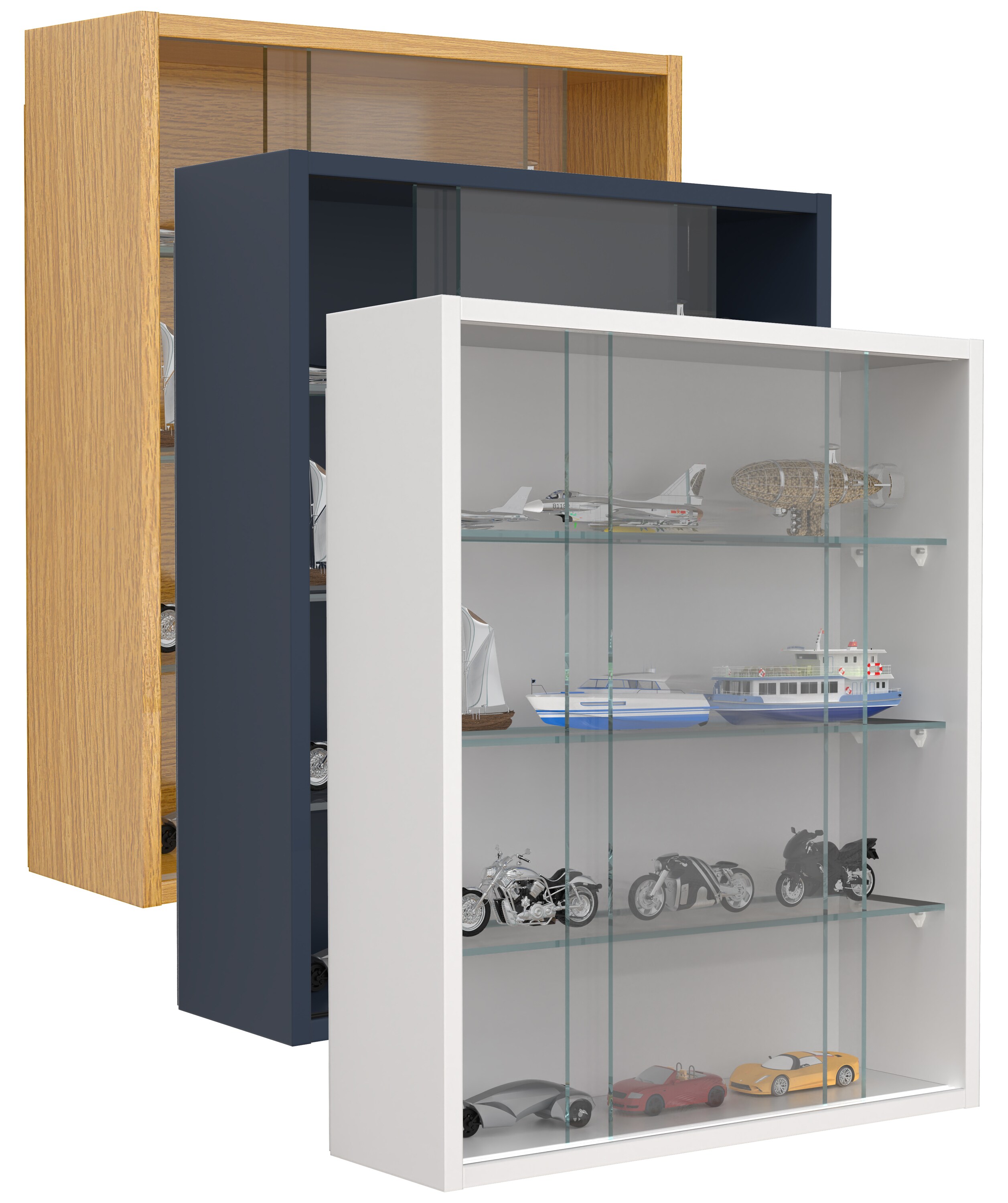 VCM Glasvitrine hängend | Vitrine Glas | Maße: H. 60 x B. 50 x T. 15 cm | Hängevitrine Glas | Modern und platzsparend | Glas Vitrinenschrank - Drivalo M