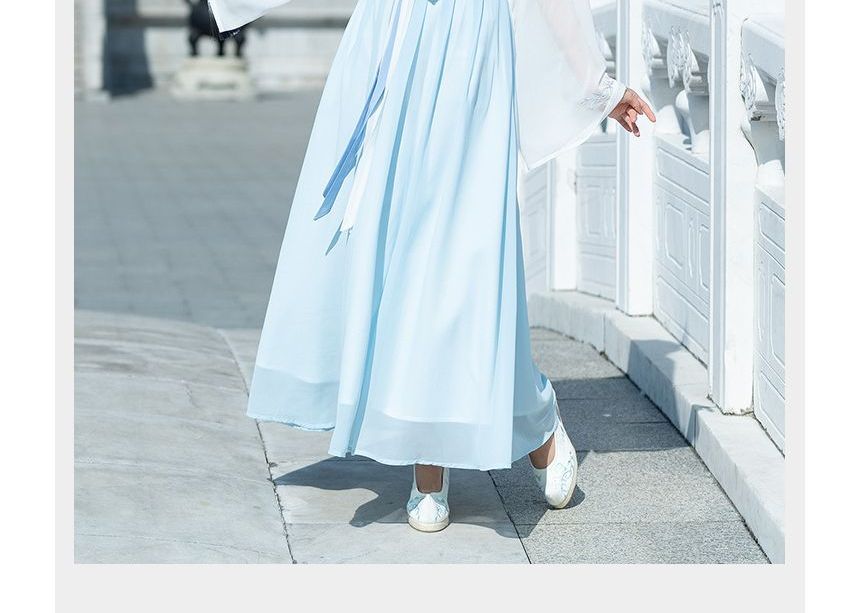 Girls Supply - Hanfu-kostuumset met geborduurde bloemen