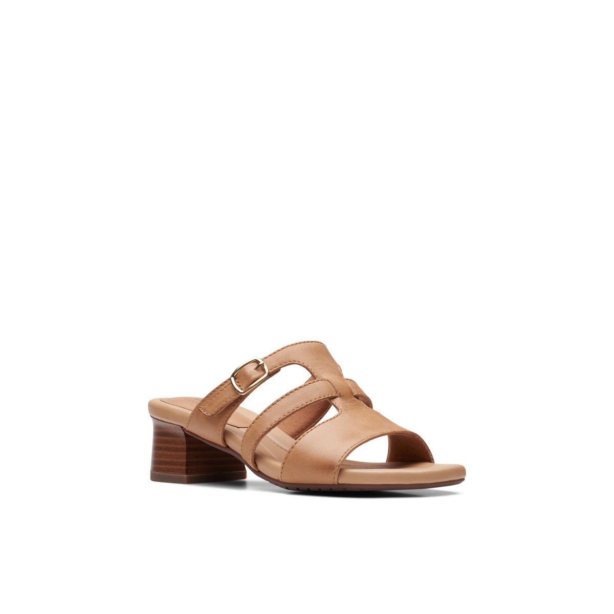 CLARKS-Desirae_palm-Mules Sandales - Talon Bloc - Marron Clair