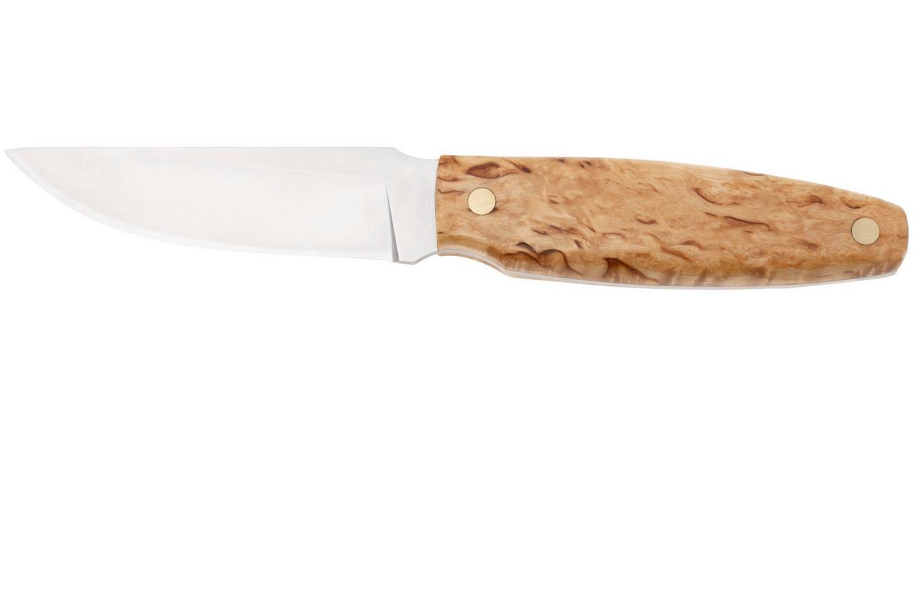 Nordic Knife Design Otter 2055, Satin 14C28N, Curly Birch, vaststaand mes