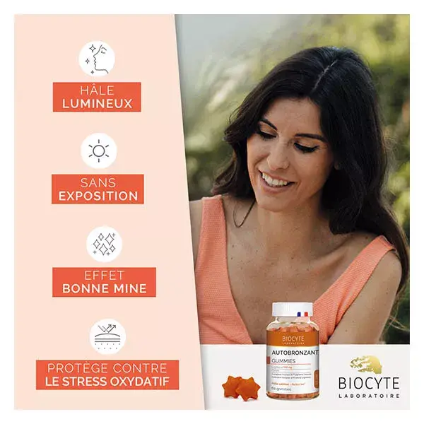 Biocyte Autobronzant Gummies Hâle Sublimé Vitamines, Cuivre 60 gummies