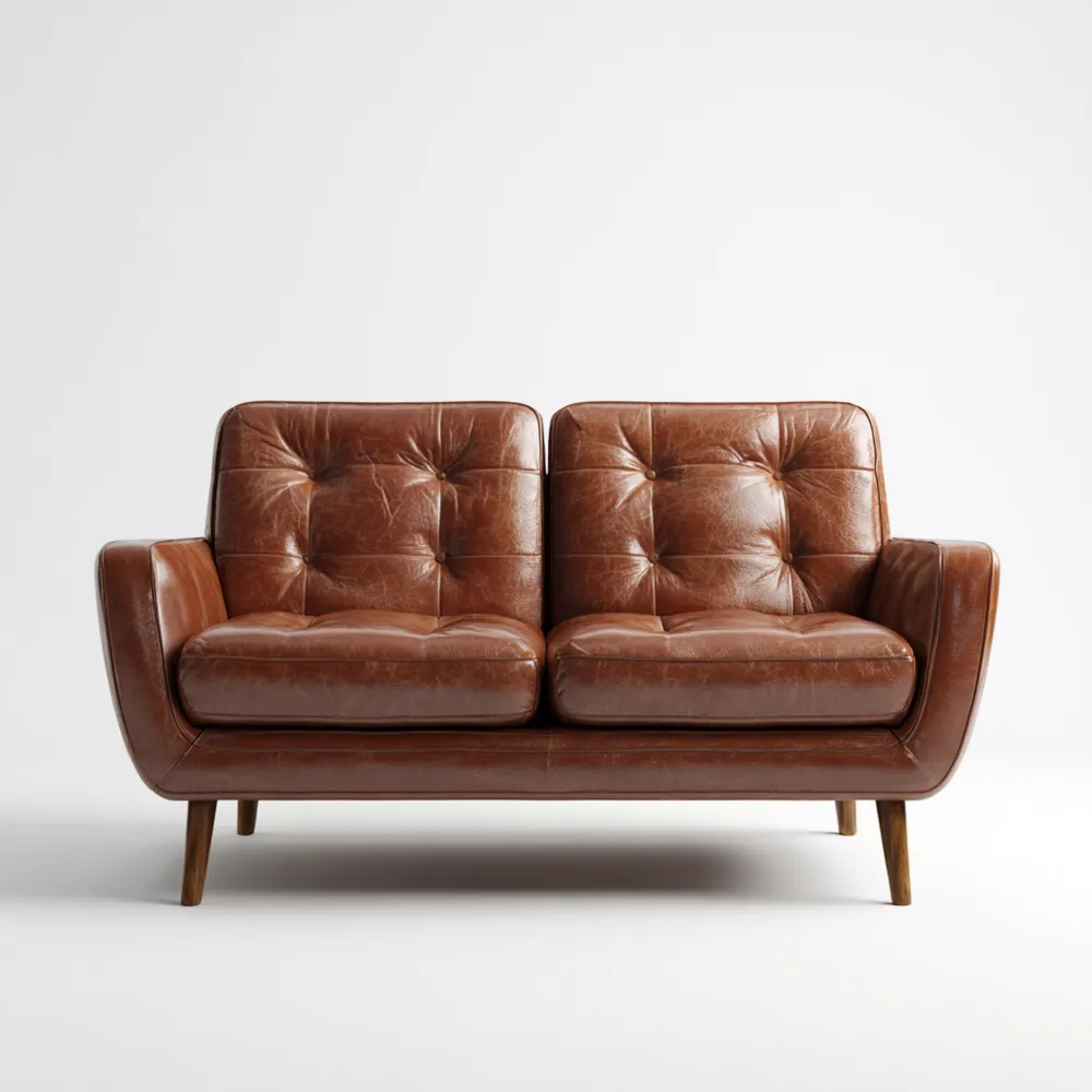 2-Sitzer-Sofa Echtleder 150x90x85 cm - Braun - Vintage Design