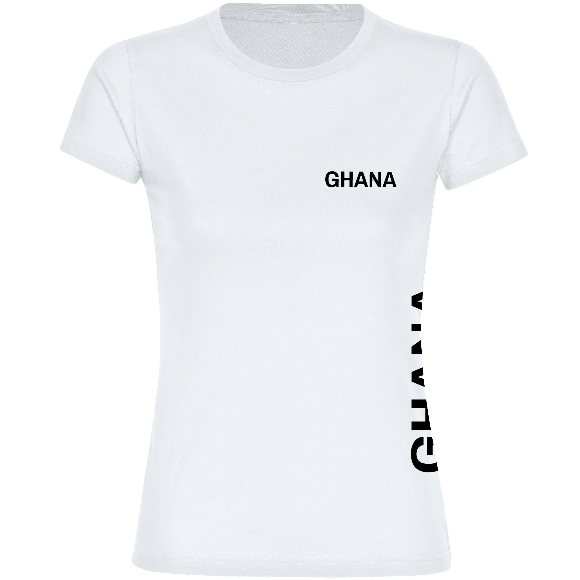 multifanshop® Damen T-Shirt - Ghana - Brust & Seite - Druck schwarz