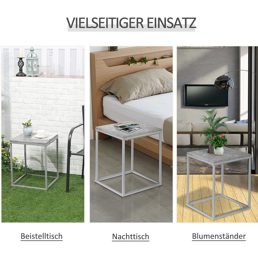 Outsunny Gartentisch mit Metallrahmen grau