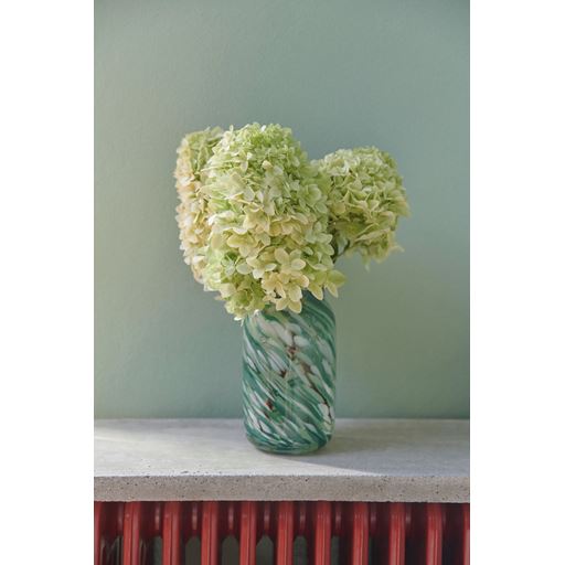 HAY Splash Roll Neck Vase, Green Swirl