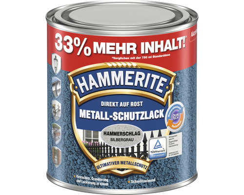 HAMMERITE Hamerslagverf Effectverf Zilvergrijs 1 l (33% meer inhoud!)