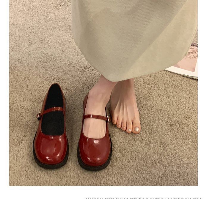 Asterisk - Effen Mary Jane-schoenen met gesp