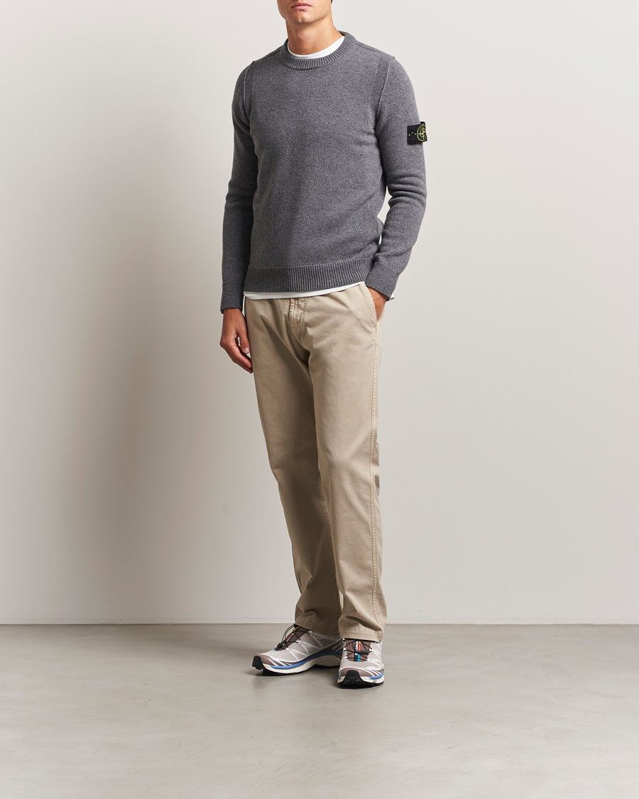 Stone Island Knitted Lambswool Crew Neck Cement Melange