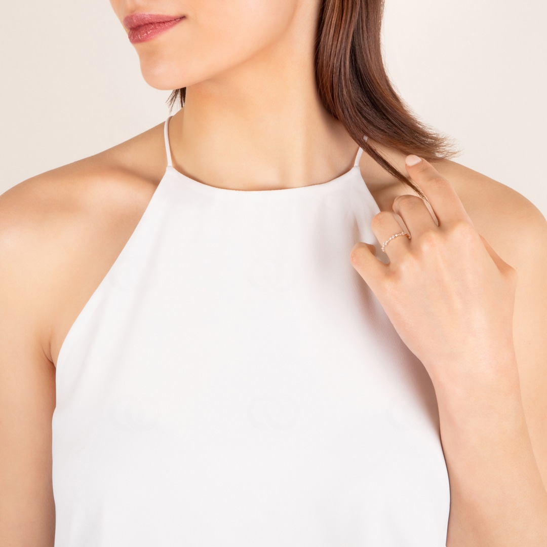 Damenring 750/18 K Roségold mit Diamanten 0.07 ct H/si