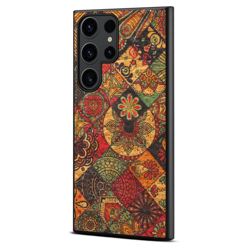 Samsung Galaxy S24 Ultra Hybrid Leder Hardcase Hülle im Vintage Mandala Look - Style 3