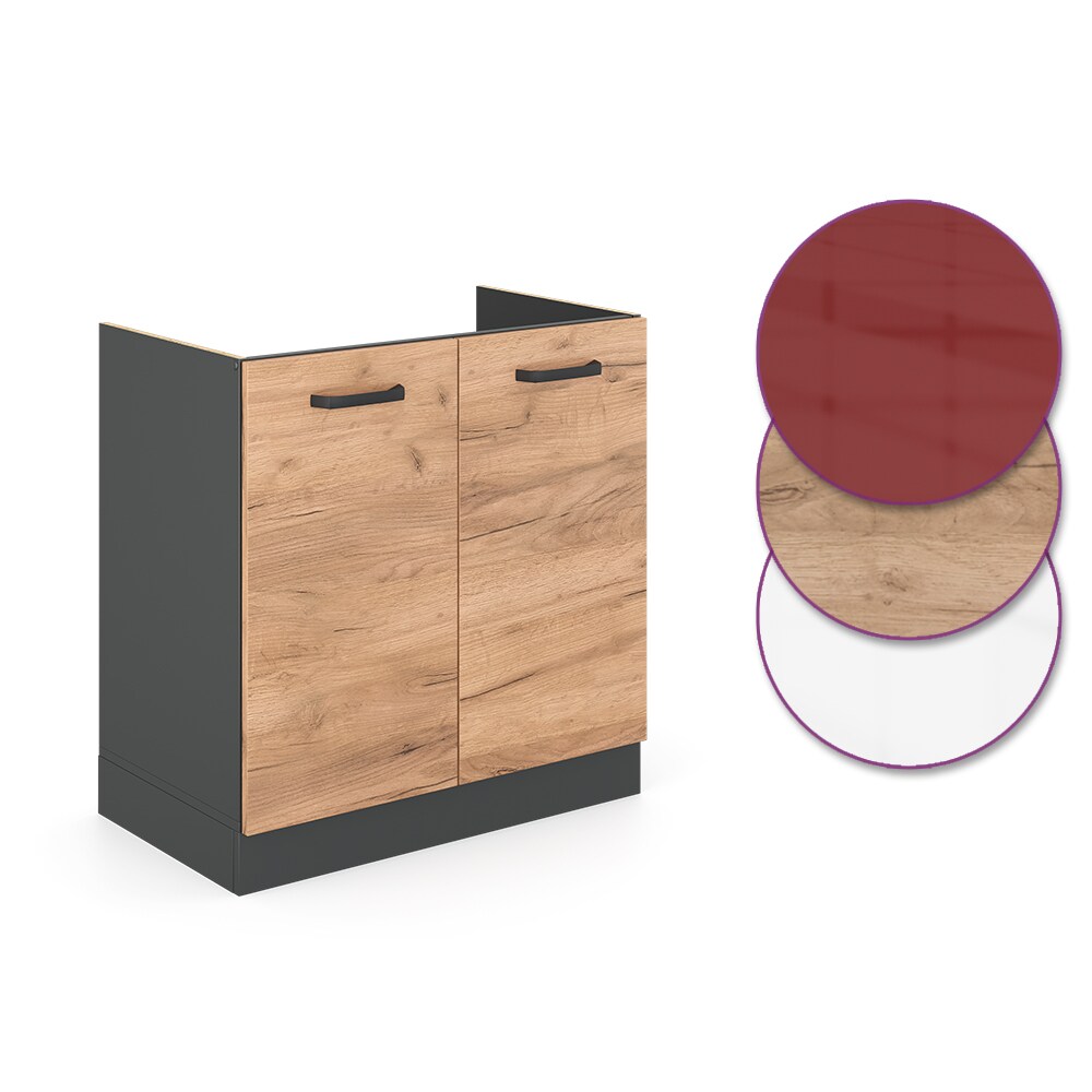 VICCO Küchenschrank Unterschrank Spülenunterschrank 80 cmR-Line Anthrazit