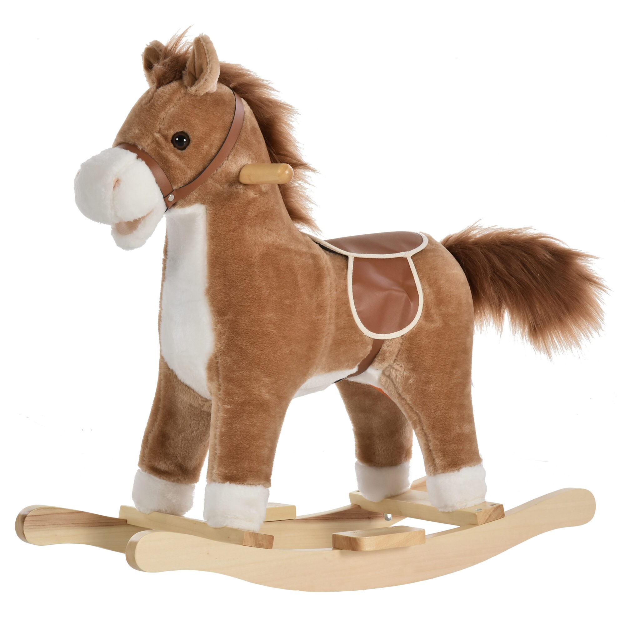 HOMCOM Kinder Schaukelpferd mit Tiergeräusche 65 x 32,5 x 61 cm (LxBxH)