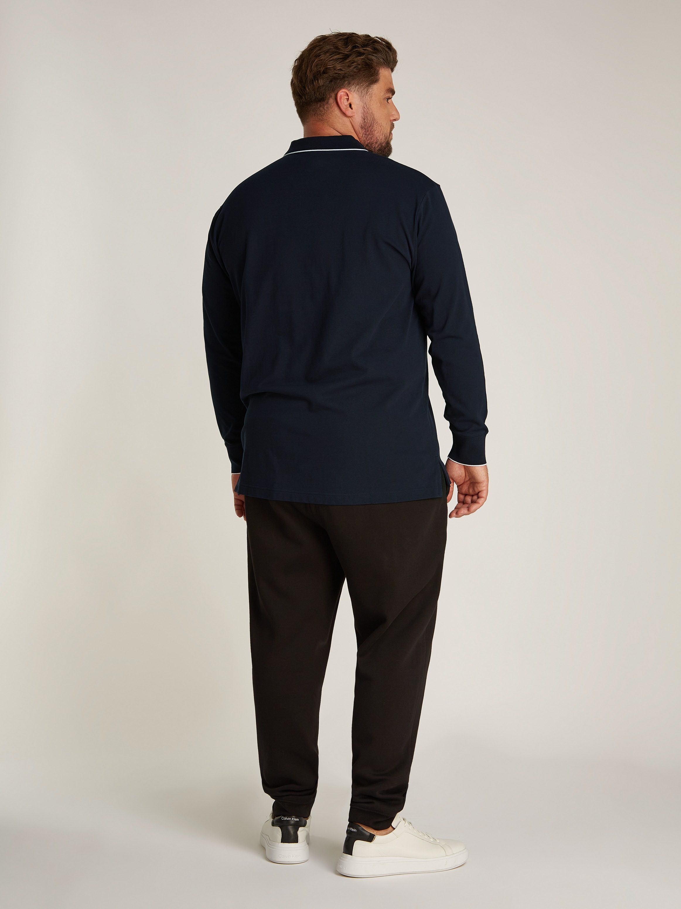 Calvin Klein Big&Tall Langarm-Poloshirt »BT_STRETCH PIQUE TIPPING LS POLO«, in grossen Grössen mit Logopatch