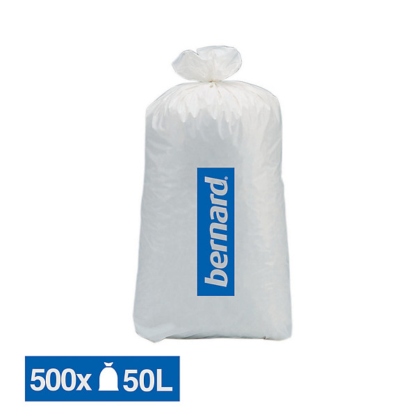 Sacs poubelle déchets courants Bernard blancs 50 L, lot de 500