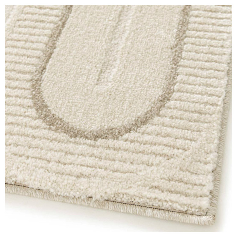 Tapis de salon courbe géométrique - agosti - écru et beige naturel - 120 x 170 cm