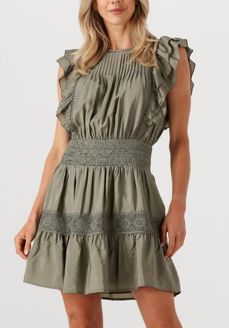 khaki co'couture mini jurk callumcc frill pintuck dress