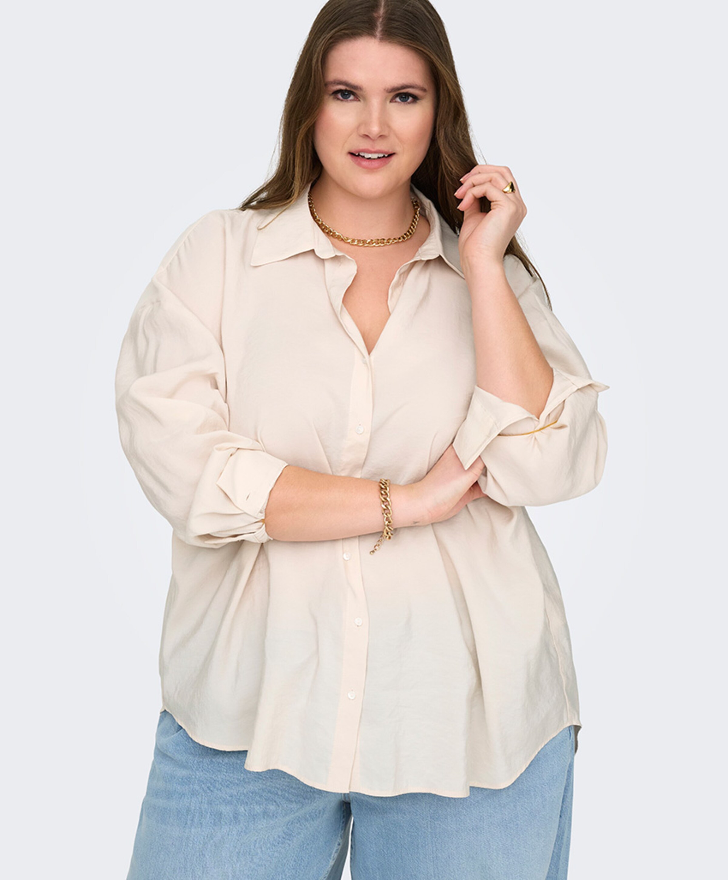 Only Carmakoma Dames blouse beige