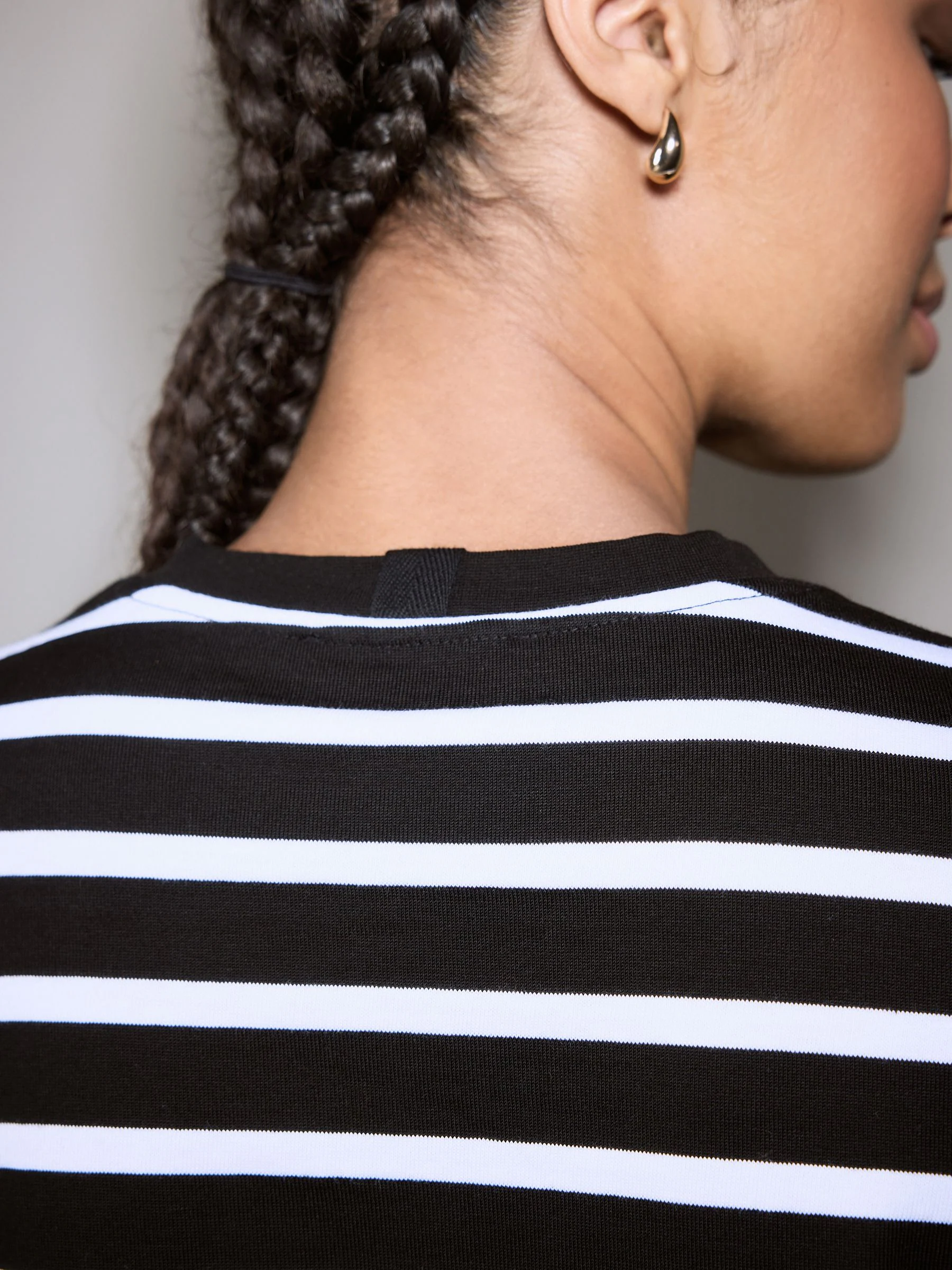 Zwart-wit gestreept - Dik T-shirt met lange mouwen en ronde hals