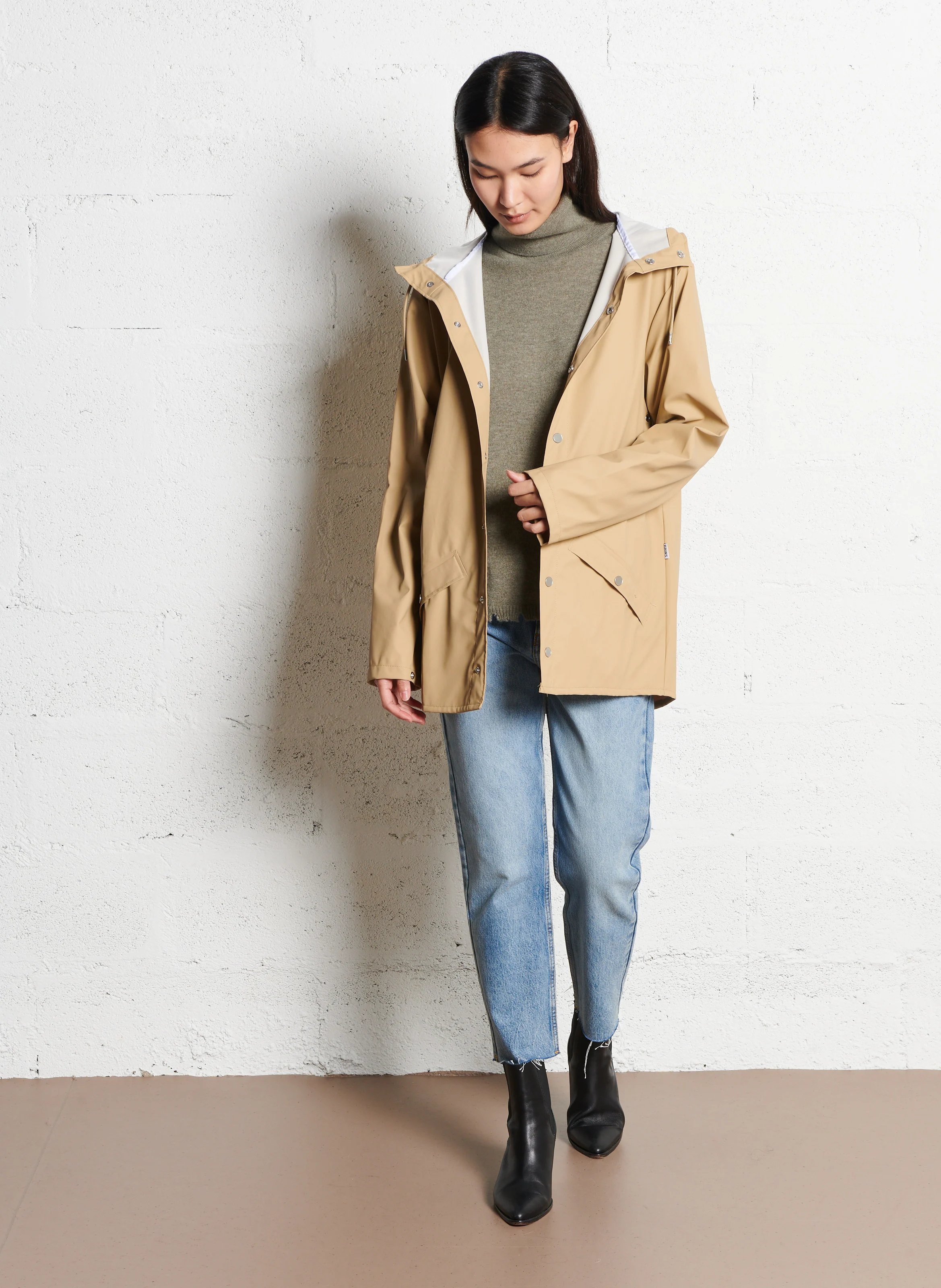 Coupe-vent imperméable à capuche | Beige