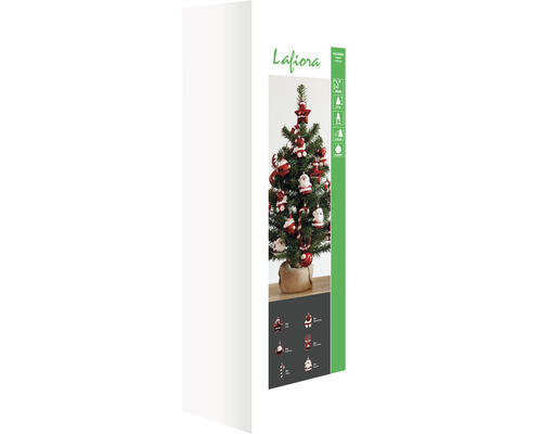 Kunstkerstboom, dennenboom Lafiora Colorado met ornament, H 75 cm, groen, inclusief rode boomversiering