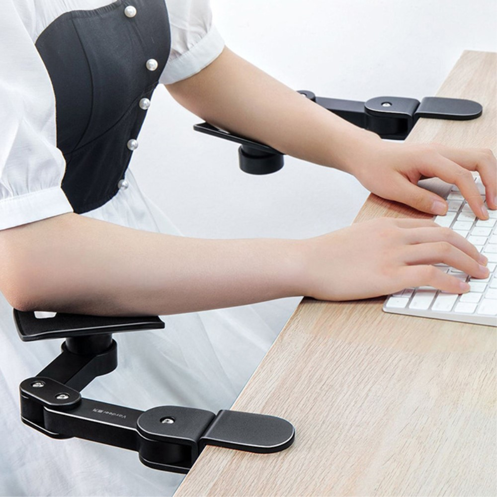Ergonomische Alu Handgelenk Auflage / Computerarm Stütze für Tische und Stühle - Schwarz