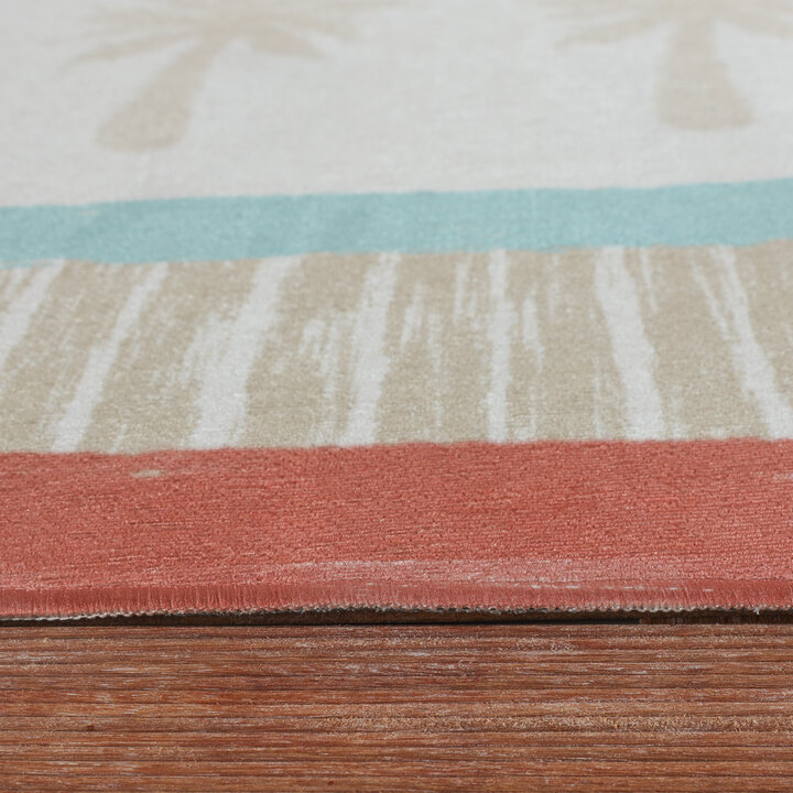 Buitenvloerkleed - Oasis Palm Blauw/Rood | OEKO-TEX & Wasbaar