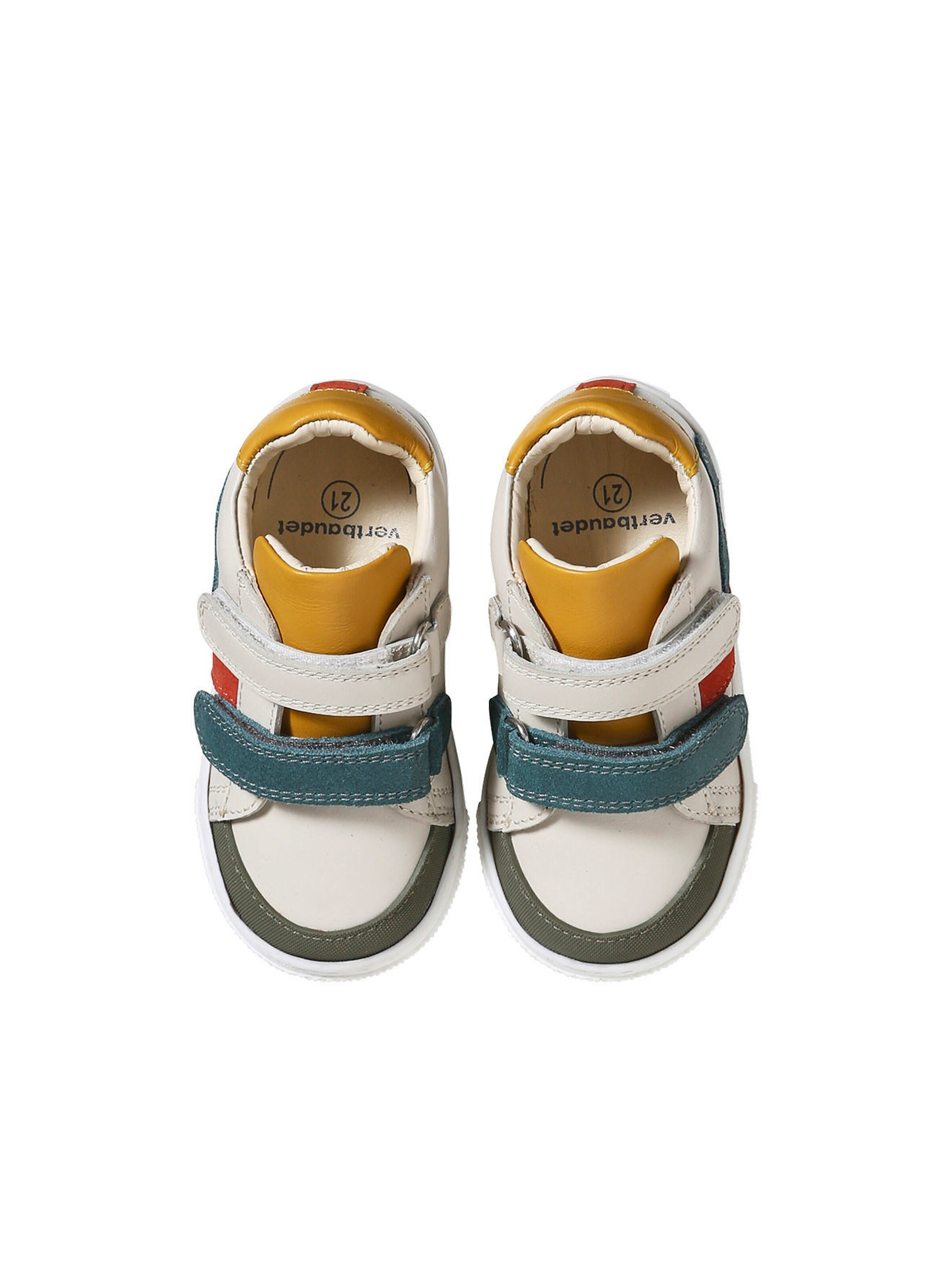 Vertbaudet Baby Klett-Sneakers beige/tannengrün/ocker