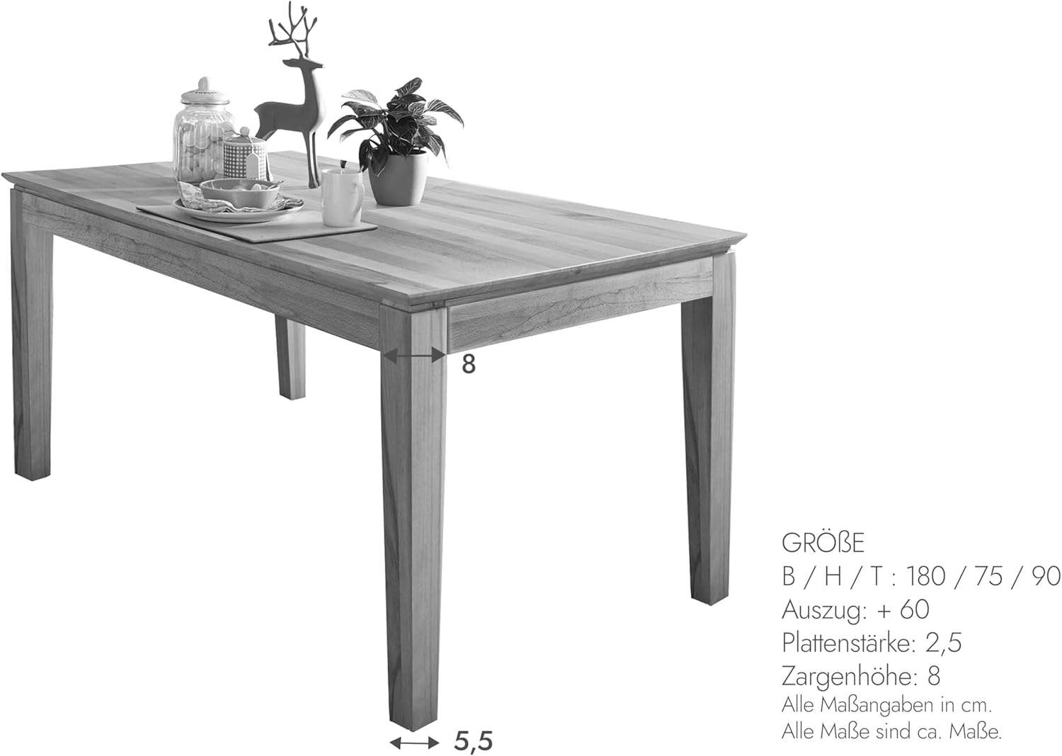 Woodroom Esstisch Paarl 180x90 cm ausziehbar auf 240 cm Massivholz Kernbuche geölt Ausziehtisch mit Butterfly-Auszug großer Esszimmertisch für 6–10 Personen stabil und zeitlos
