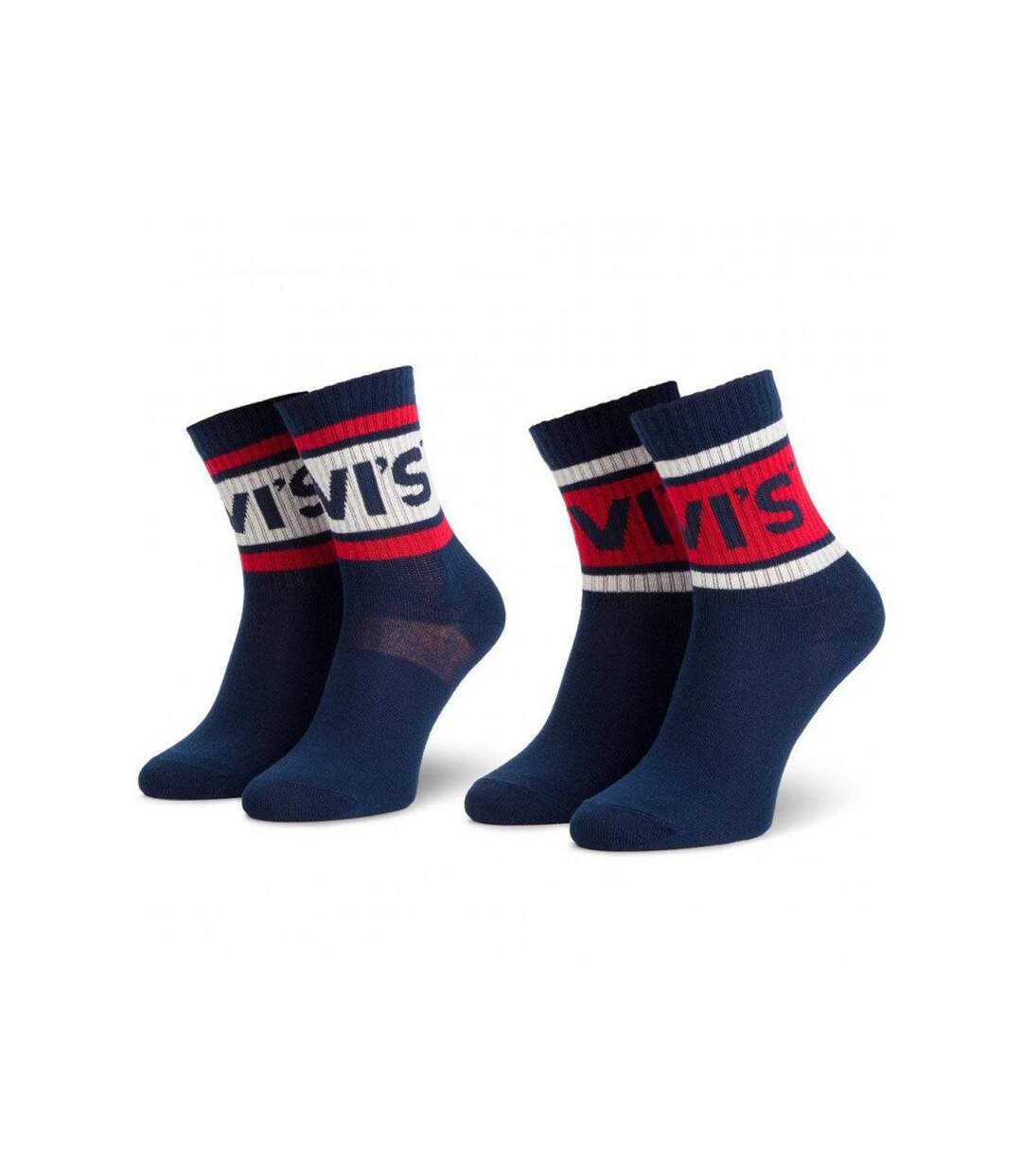 LEVI'S Lot de 2 paires de Chaussettes Mixte Coton SPORTY Marine Rouge Blanc