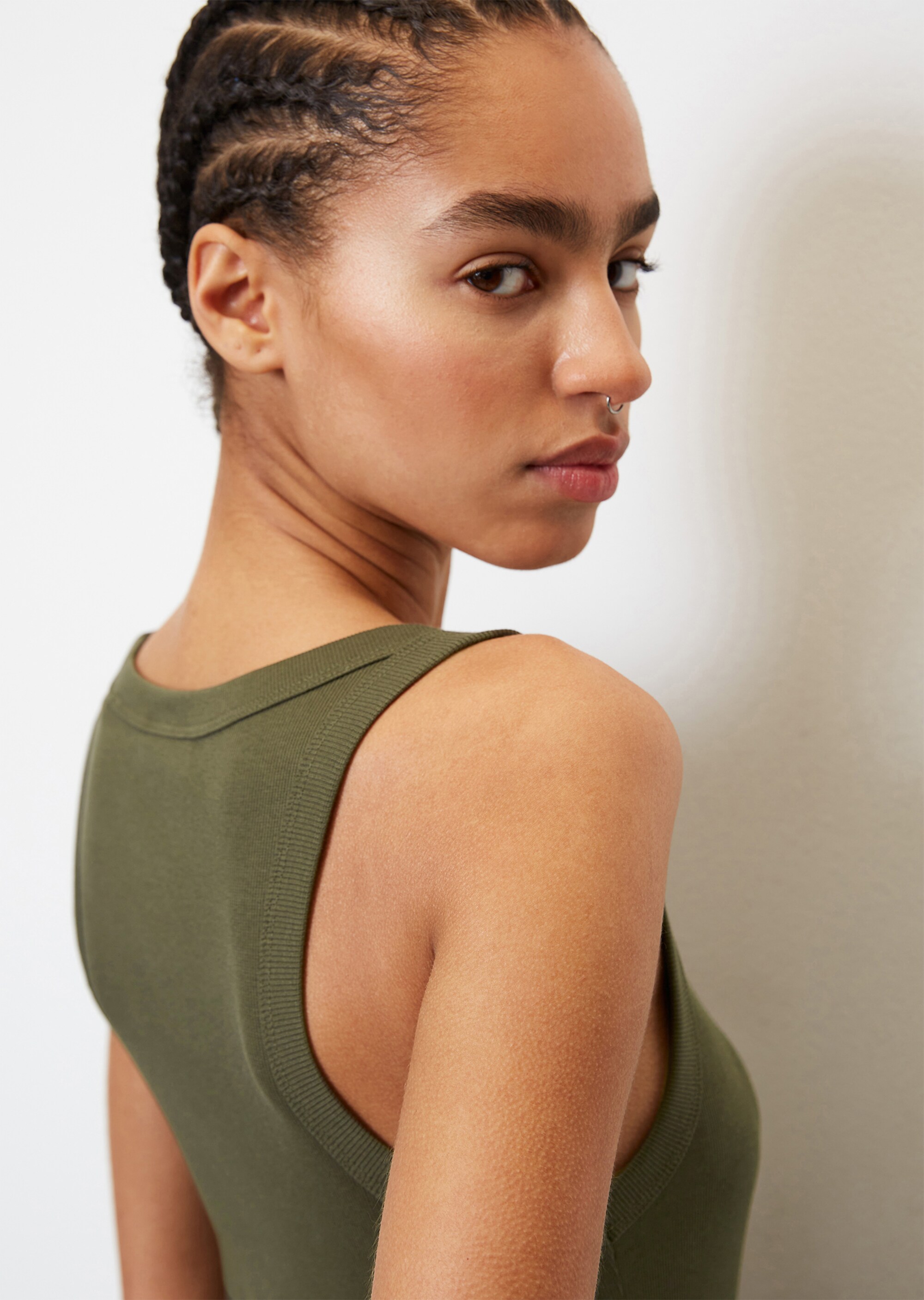 Tanktop slim aus geripptem Bio-Baumwolle-Stretch