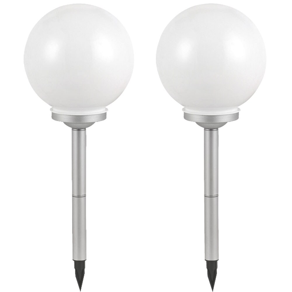 2er Set LED Solarleuchten, Erdspieß, Kugel, H 65 cm
