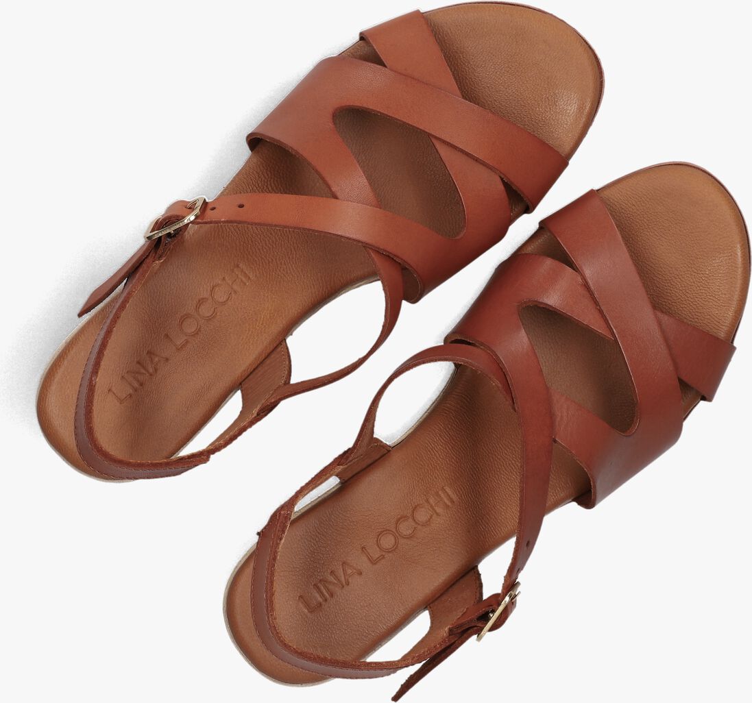 cognac lina locchi sandalen met hak 5547